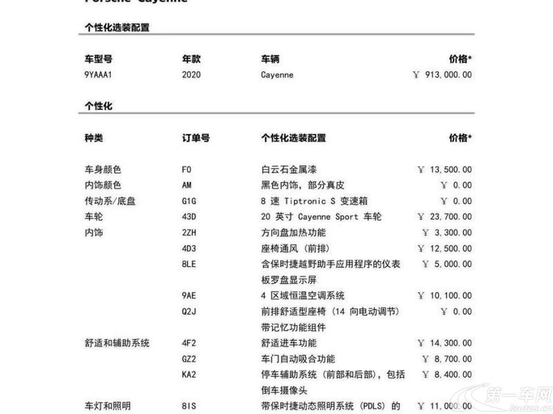 保时捷Cayenne [进口] 2020款 3.0T 自动 四驱 汽油 标准型美规版平行进口 